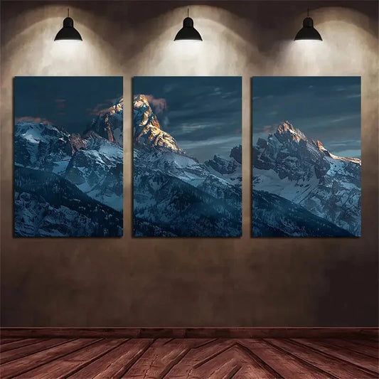 3pcs Winter Big Titon Twin Peak Metal Print Ready to Hang Art
