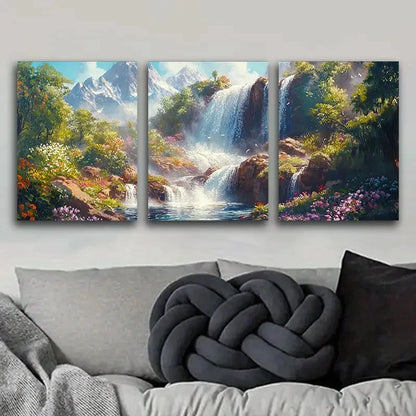 3pcs Majestic Waterfall Scenery Metal Print Ready to Hang Art