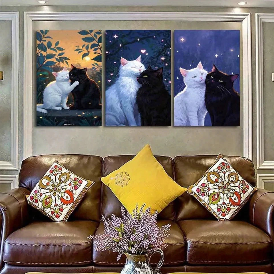 3pcs Fantasy Animals And Cats Metal Print Ready to Hang Art