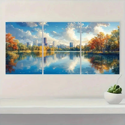 3pcs Rainy Lake Minneapolis Panoramic Metal Print Ready to Hang Art