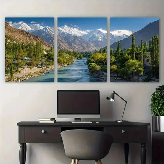 3pcs Gilgit-Baltistan Himalayan Lahore Perfect Wall Art Set Canvas Framed 40x60cm - High Quality Print 100% Australian Made Wall Canvas Ready to Hang