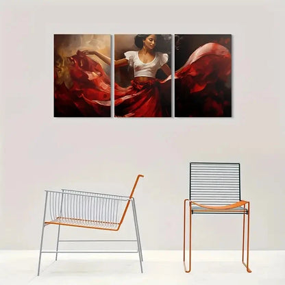 3pcs Flamenco Dancer Modern Abstract Metal Print Ready to Hang Art
