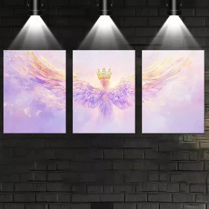 3pcs Elegant and Beautiful Angel with gold Clown Wall Art Set Canvas Framed 50x70cm - High Quality Print 100% Australian Made Wall Canvas Ready to Hang - Bella Home Decor