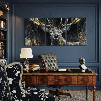 3pcs Artistic Deer Antlers Abstract Design Metal Print Ready to Hang Art