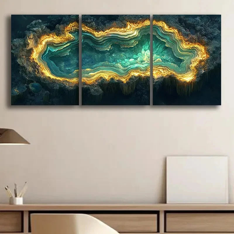 3pcs Abstract Aerial Luxurious Cloth Metal Print Ready to Hang Art