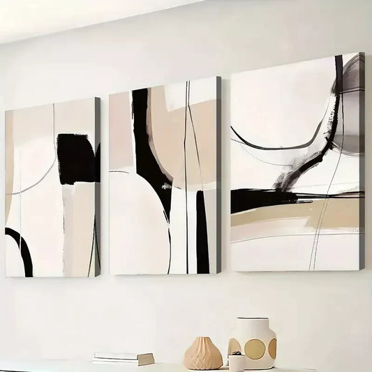 3pcs Light Luxury Style Abstract Geometric Blue Wall Art Set Canvas Framed 50x70cm - High Quality Print 100% Australian Made Wall Canvas Ready to Hang - Bella Home Decor