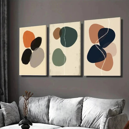 3pcs Modern Abstract Minimalist Vibrant Orange Wall Art Set Canvas Framed 40x60cm - High Quality Print 100% Australian Made Wall Canvas Ready to Hang