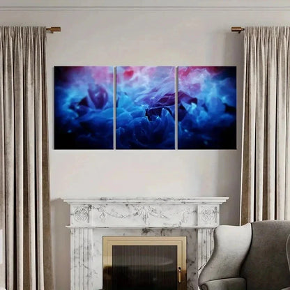 3pcs Abstract Psychedelic Aesthetic Blue Smoke Wall Art Set Canvas Framed 40x60cm - High Quality Print 100% Australian Made Wall Canvas Ready to Hang