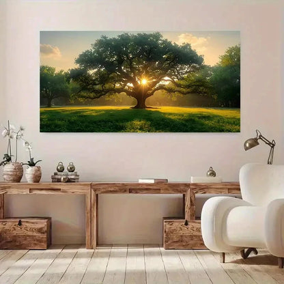 Oak Tree  Majestic Sunlitwall canvas office home room framed 120x60cm
