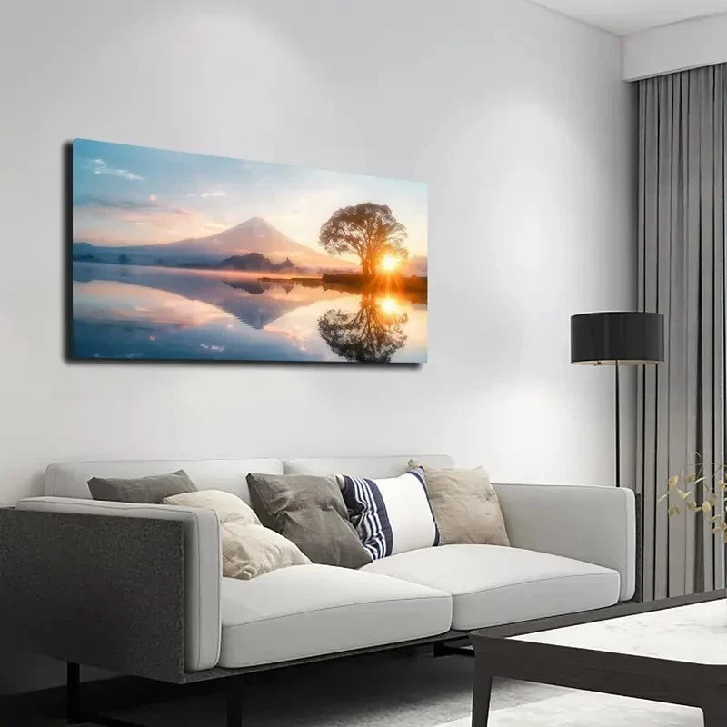Minimalist Design Sunrise Wall Art Canvas Office Home Room Framed 120x60cm