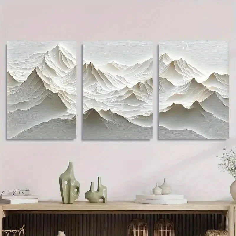 3pcs Abstract Mountain Landscape Metal Print Ready to Hang Art