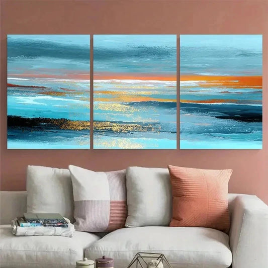 3pcs Abstract Sunrise Minimalist Perfect Wall Art Canvas Framed 60x90cm