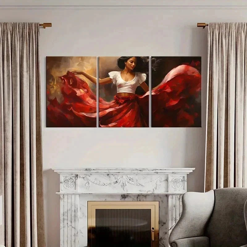 3pcs Abstract Latin Woman Dancing Wall Art Set Canvas Framed 40x60cm - High Quality Print 100% Australian Made Wall Canvas Ready to Hang
