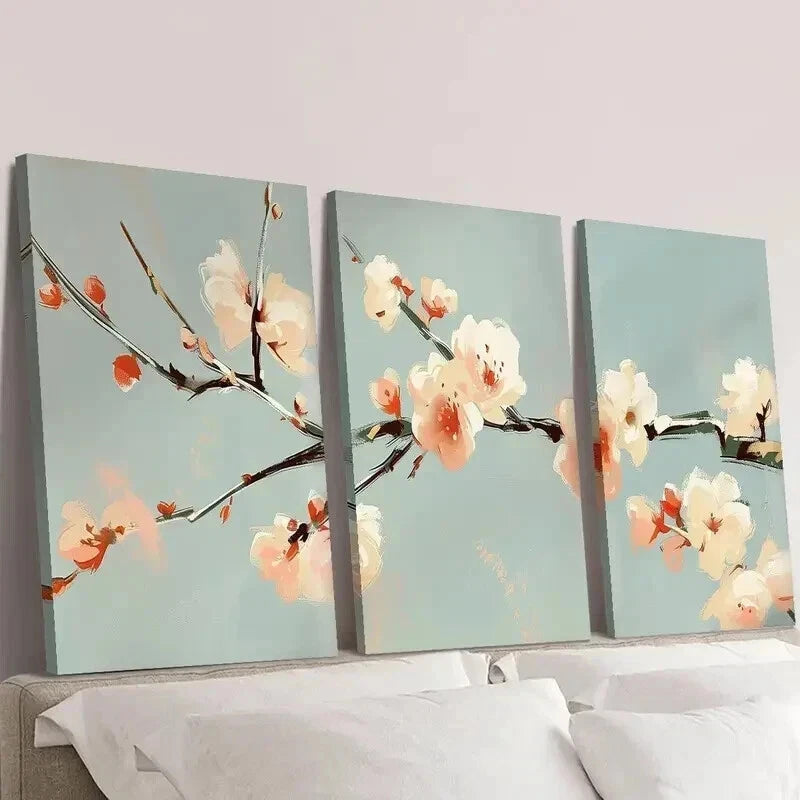 3pcs Flowers And Winter sweet Branches Wall Art Set Canvas Framed 40x60cm - High Quality Print 100% Australian Made Wall Canvas Ready to Hang