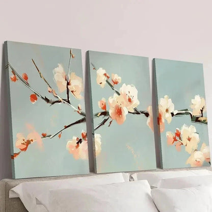3pcs Flowers And Winter sweet Branches Wall Art Set Canvas Framed 40x60cm - High Quality Print 100% Australian Made Wall Canvas Ready to Hang