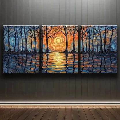 3pcs Abstract Ripple Reflections Shine Nature Wall Art Set Canvas Unframed - High Quality Print 100% Australian Made Wall Canvas