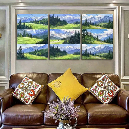 3pcs Mountain & Lake Pine Forest Metal Print Ready to Hang Art