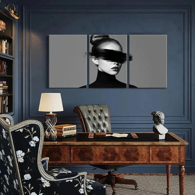 3pcs Geometric Marble Texture Golden Lines Metal Print Ready to Hang Art