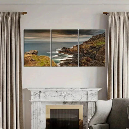 3pcs Island Coastline Seaside Sea  Wall Art Set Canvas Framed 40x60cm - High Quality Print 100% Australian Made Wall Canvas Ready to Hang