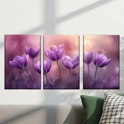 3pcs Purple Tulipaceas Decoration Wall Art Set Canvas Framed 40x60cm - High Quality Print 100% Australian Made Wall Canvas Ready to Hang