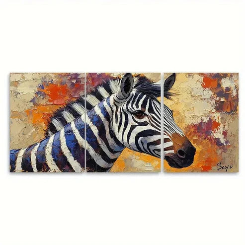 3pcs Zebra Painting Wild Animals Wall Art Set Canvas Unframed - High Quality Print 100% Australian Made Wall Canvas