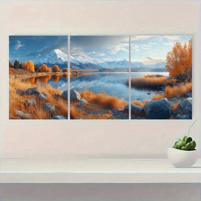 3pcs Lake New Zealand Scenery Metal Print Ready to Hang Art