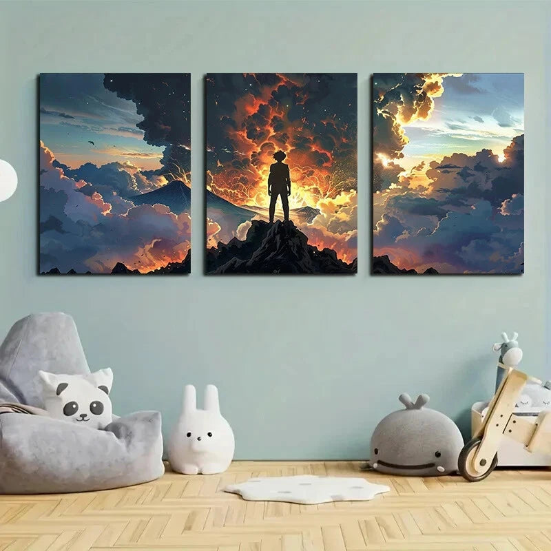 3pcs Volcanic Eruption Clouds Metal Print Ready to Hang Art