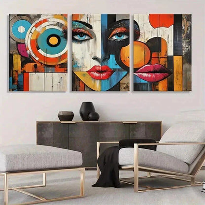 3pcs Abstract Geometric Pop Colorful Perfect Wall Art Set Canvas Framed 40x60cm - High Quality Print 100% Australian Made Wall Canvas Ready to Hang