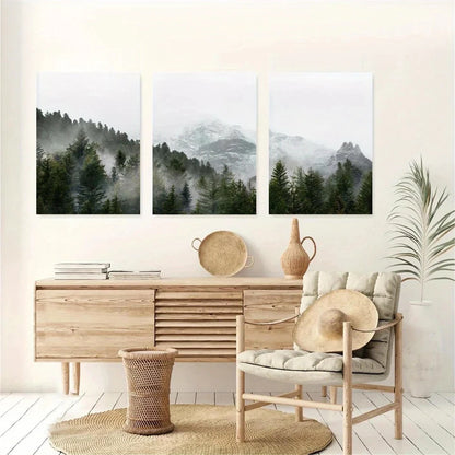 3pcs Green Nature Scenery Nordic Forest Metal Print Ready to Hang Art