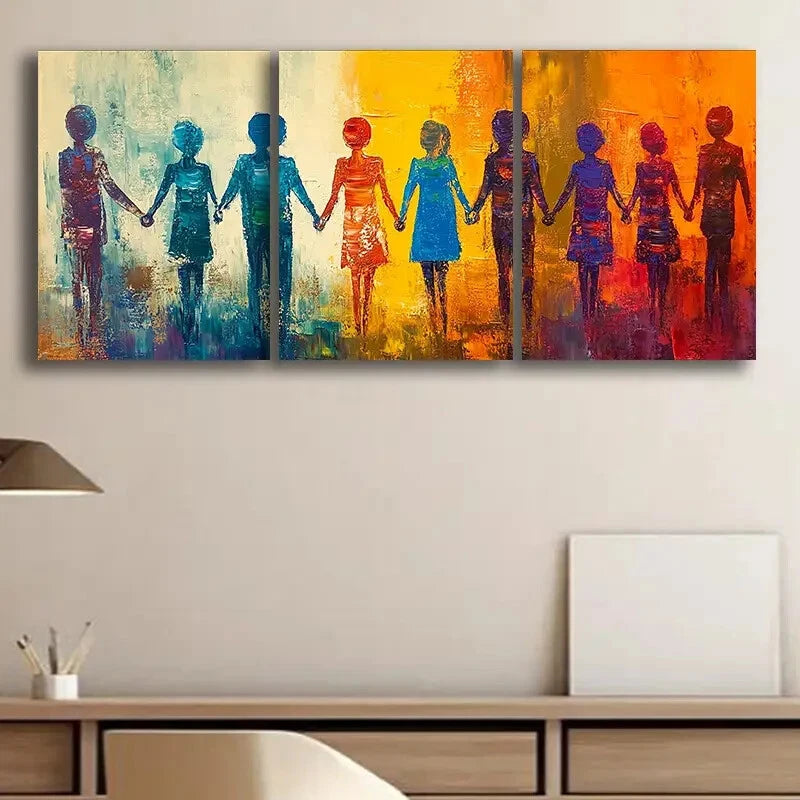 3pcs Colorful Abstract Figure Painting Metal Print Ready to Hang Art