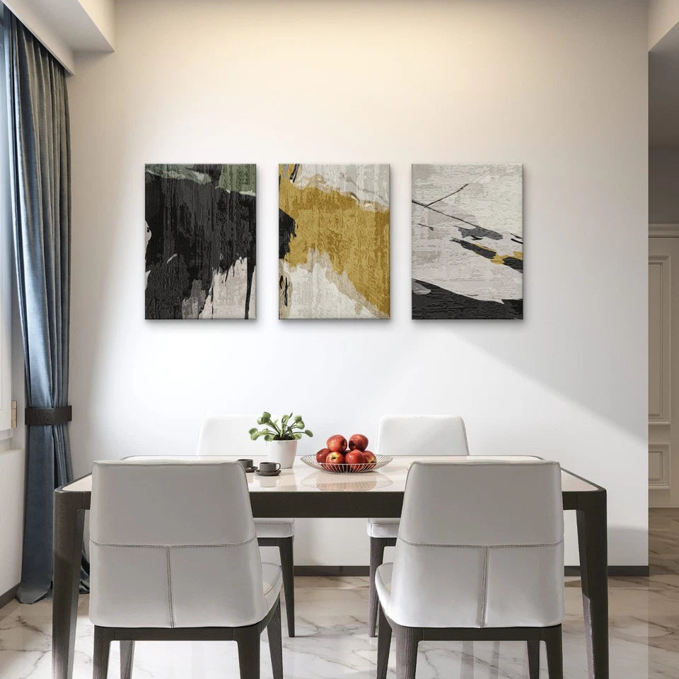 3pcs Modern Abstract Minimalist Textured Paint Wall Art Set Canvas Framed 40x60cm - High Quality Print 100% Australian Made Wall Canvas Ready to Hang