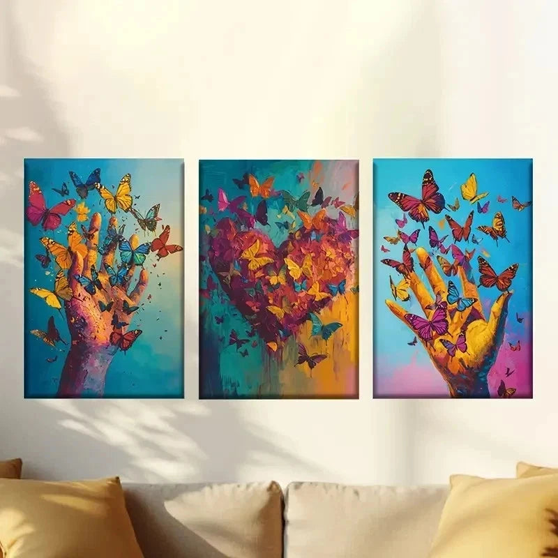 3pcs Hands And Love Wall Art Set Canvas Framed 60x90cm - High Quality Print 100% Australian Made Wall Canvas Ready to Hang
