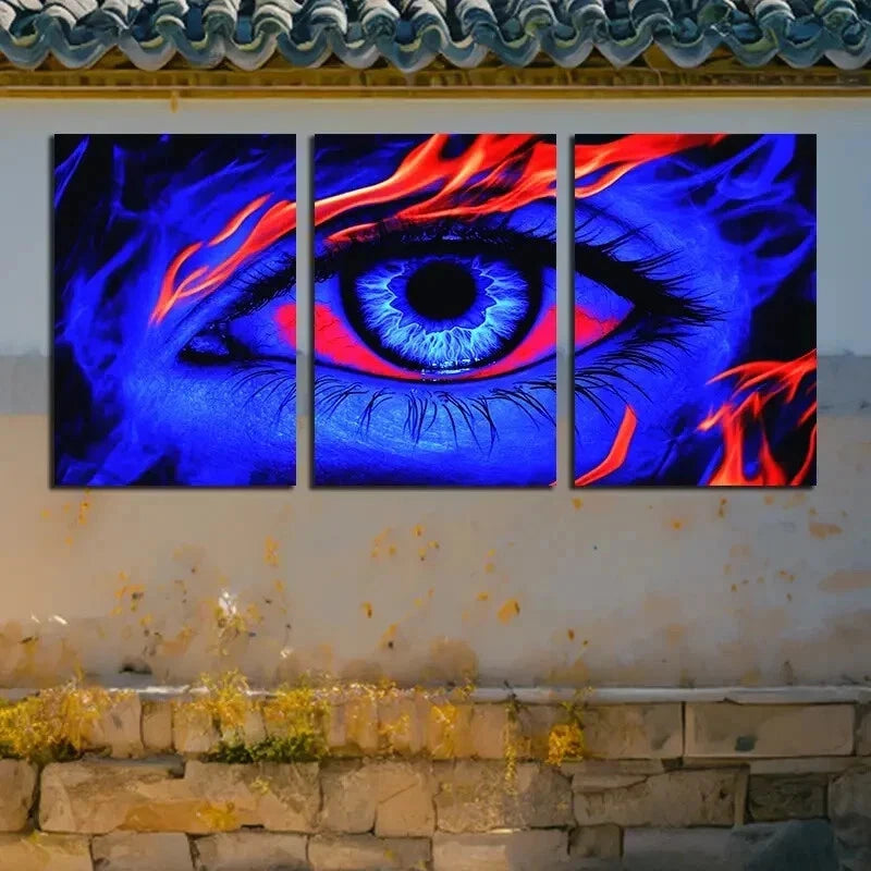 3pcs Vibrant Beautiful Eyes Illustration Wall Art Set Canvas Framed 40x60cm - High Quality Print 100% Australian Made Wall Canvas Ready to Hang