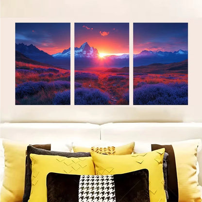 3pcs Stunning Andes Landscape at Dusk Wall Art Set Canvas Framed 60x90cm - High Quality Print 100% Australian Made Wall Canvas Ready to Hang