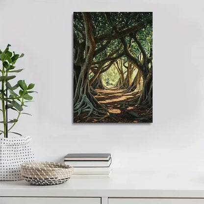 Flourishing Banyan Forest Painting 40x60cm Metal Print Ready to Hang