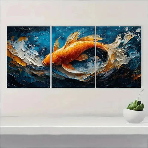 3pcs Blue Sea Original Art Marine Life R Wall Art Set Canvas Unframed - High Quality Print 100% Australian Made Wall Canvas