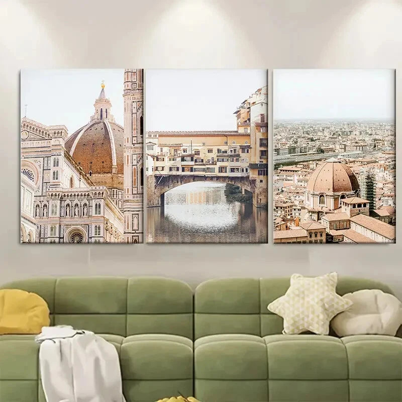 3pcs Florence City Tuscany Italy Metal Print Ready to Hang Art