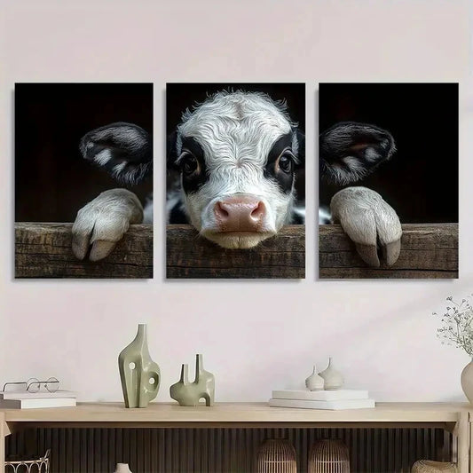 3pcs Charming Black & White Design Metal Print Ready to Hang Art