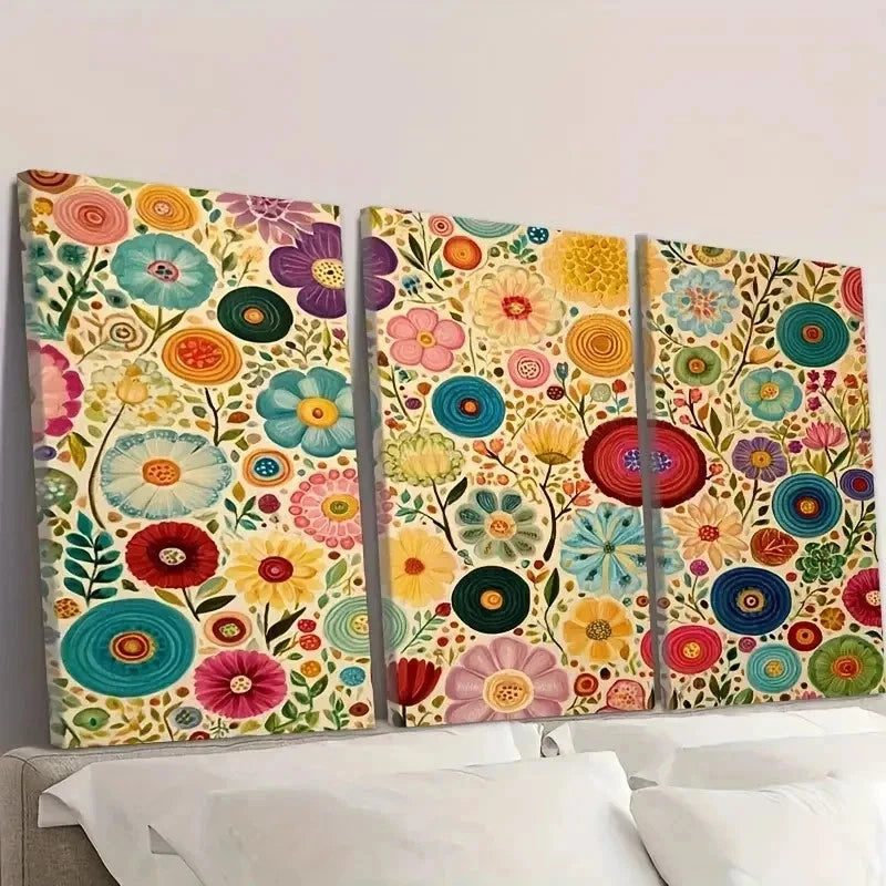3pcs Whimsical Abstract Pattern Wall Art Set Canvas Framed 40x60cm - High Quality Print 100% Australian Made Wall Canvas Ready to Hang