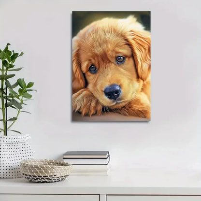 Beautiful Adorable Puppy Contemporary Painting 40x60cm Metal Print Ready to Hang