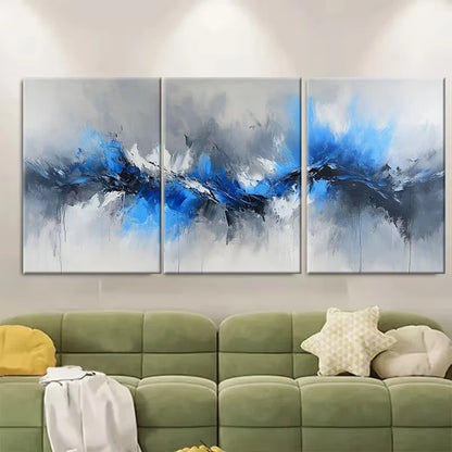 3pcs Abstract Blue And Grey Design Metal Print Ready to Hang Art