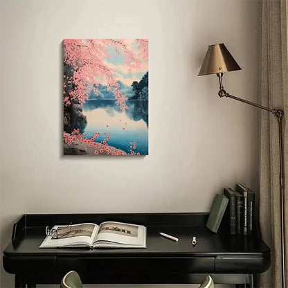Cherry Blossom Vibrant Pink Floral Painting 40x60cm Metal Print Ready to Hang