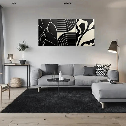 3pcs Black and White Geometric Metal Print Ready to Hang Art