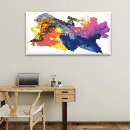 Abstract Colourful Expressive Paint Wall Art Canvas Office Home Framed 120x60cm