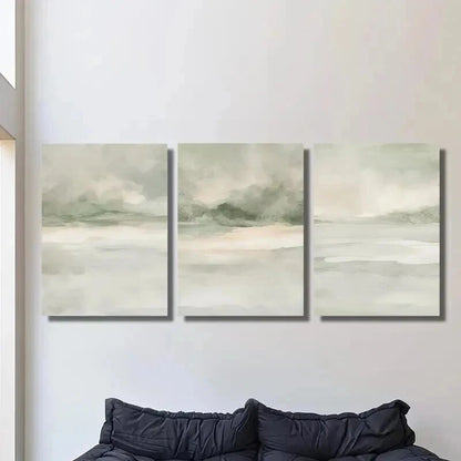 3pcs Sage Green Abstract Landscape Decoration Wall Art Set Canvas Framed 50x70cm - High Quality Print 100% Australian Made Wall Canvas Ready to Hang