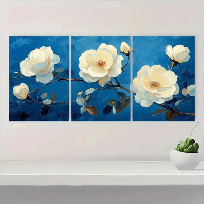 3pcs Gogh White Roses Vintage Style Metal Print Ready to Hang Art
