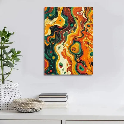 Abstract Tiger Contemporary Orange Painting 40x60cm Metal Print Ready to Hang