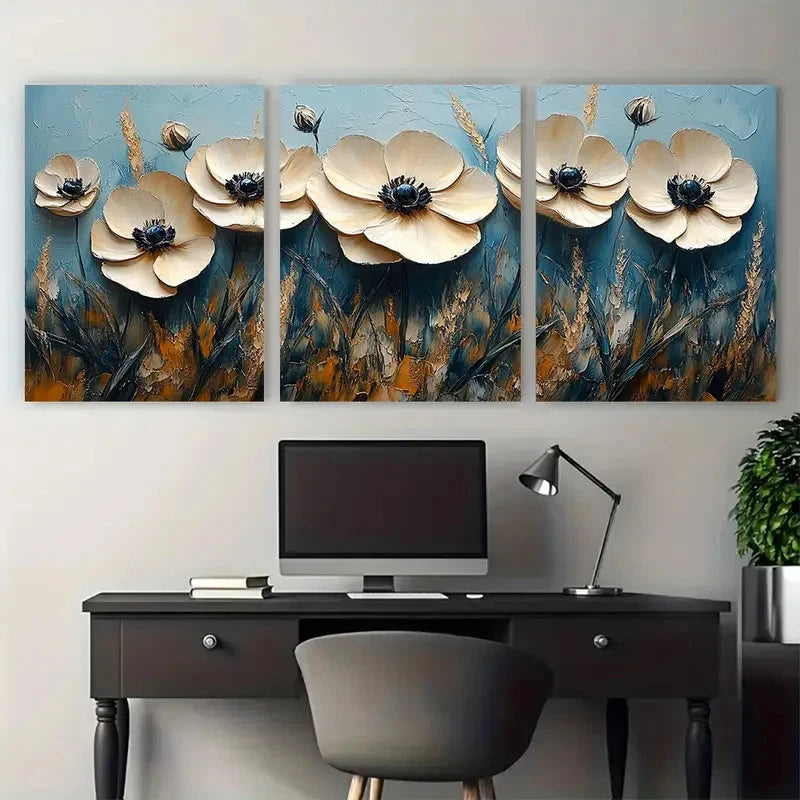 3pcs Abstract Trendy Impasto White Perfect Wall Art Set Canvas Framed 40x60cm - High Quality Print 100% Australian Made Wall Canvas Ready to Hang