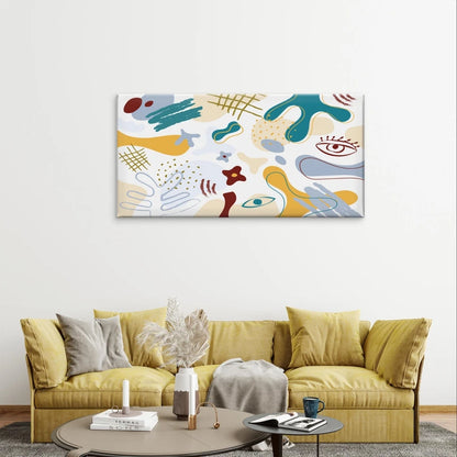 Modern Abstract Whimsical Shapes Wall Art Canvas Office Home Framed 120x60cm