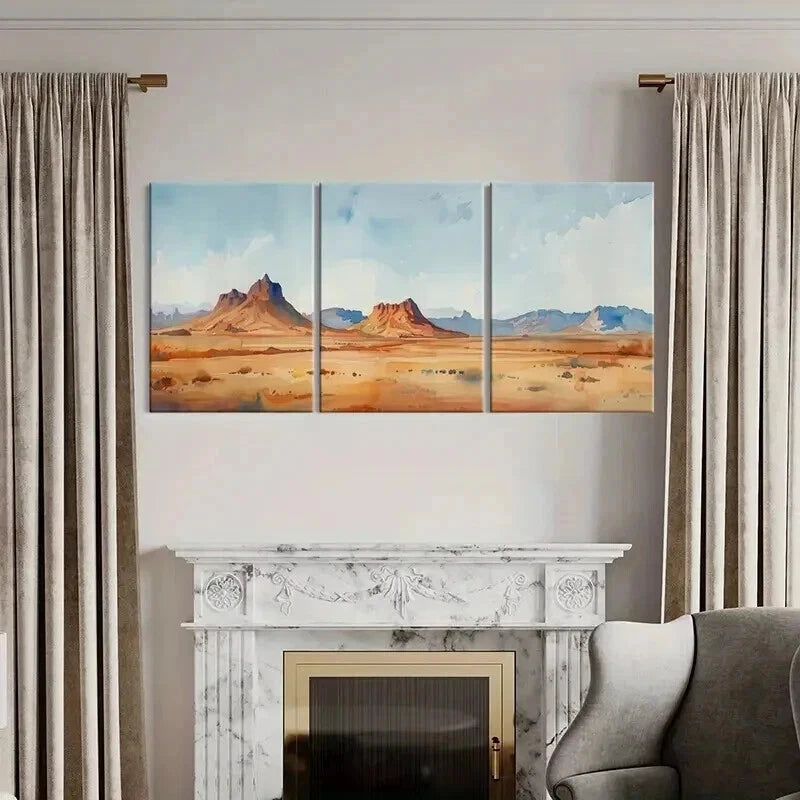 3pcs Vibrant Desert Landscape Decor Wall Art Set Canvas Framed 40x60cm - High Quality Print 100% Australian Made Wall Canvas Ready to Hang